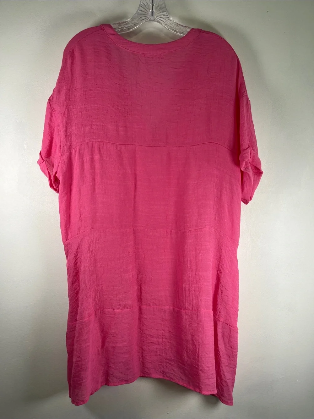 Aimage Bright Pink V-Neck Swimsuit Coverup W/Pockets Sz XL